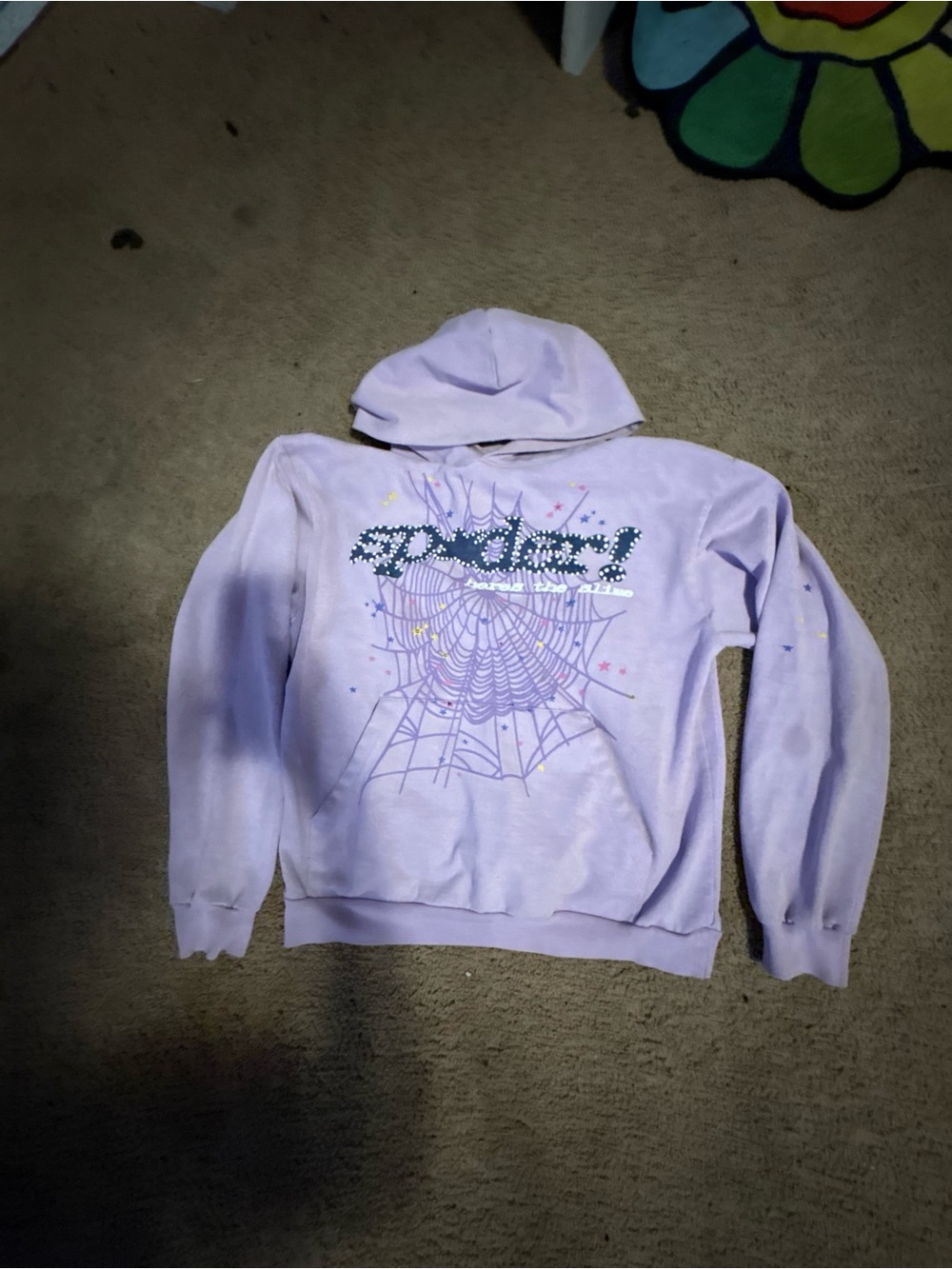 Lavender Graphic Crewneck Sweatshirt with Web Design